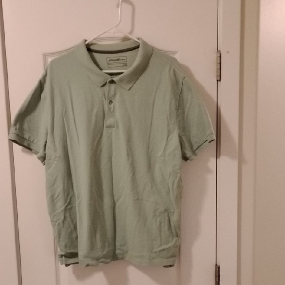 Eddie Bauer Green Polo Shirt Short Sleeve Cotton